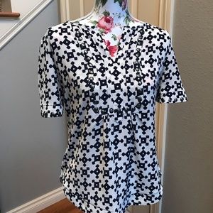 Blouse with navy and white pattern from stitch fix
